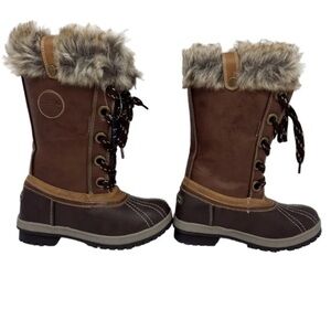 London Fog Brown Faux Fur Winter Boots